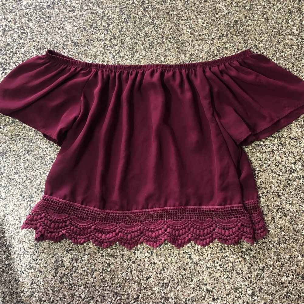 Maroon Off the Shoulder Top